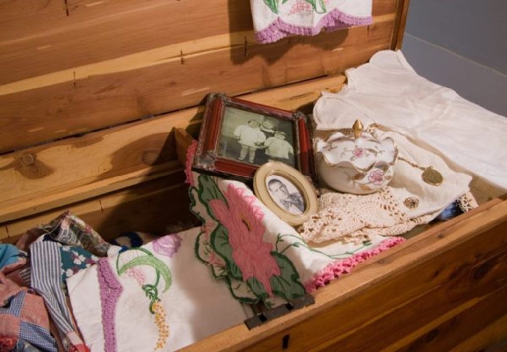 cedar chest filled with special heirlooms used as a heirloom protector