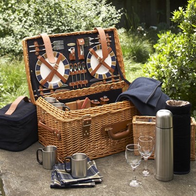 fully supplied expensive wedding gift picnic basket set