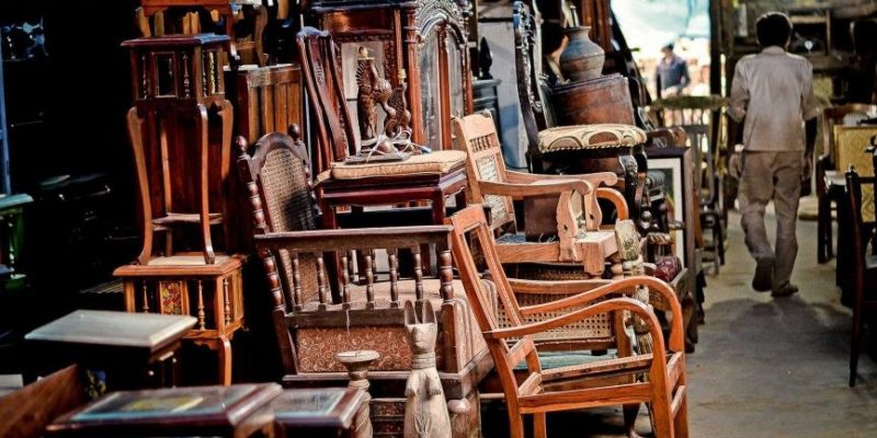 Valuable Old Vintage Chairs on an Antique Store