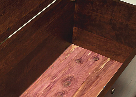 cedar bottom in deep storage chest