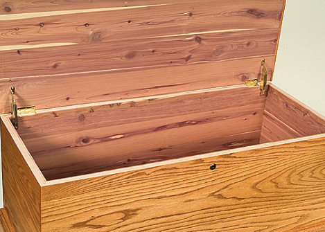 cedar lining in deep storage chest