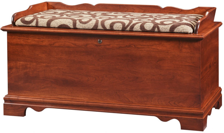 large storage chest bench in cherry wood